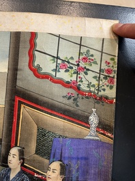 Japanese school: a shunga emaki (erotical handscroll), ink and colour on silk, Edo/Meiji, 18/19th C.