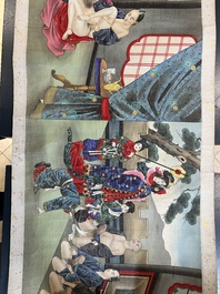 Japanse school: een shunga emaki (erotische handscroll), inkt en kleur op zijde, Edo/Meiji, 18/19e eeuw