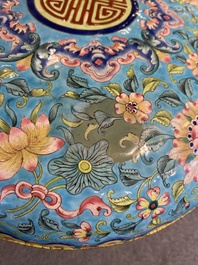 A Chinese Canton enamel spice box and cover with interior compartment, Qianlong