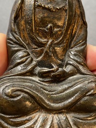 Bouddha en bronze dor&eacute; et laqu&eacute;, Sino-Tibet, fin Ming ou d&eacute;but Qing