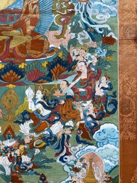 Twee thangka's met Shakyamuni Boeddha, Tibet, 20e eeuw