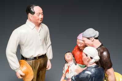 A large Chinese polychrome Cultural Revolution group with Mao, 20th C.