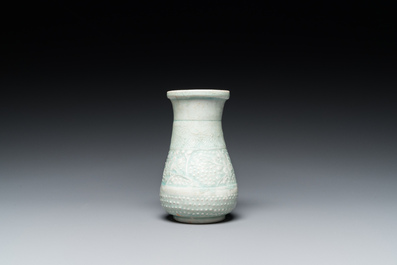 A Chinese pear-shaped qingbai vase, Song/Jin