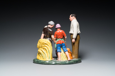 Een grote Chinese polychrome Culturele Revolutie groep met Mao, 20e eeuw