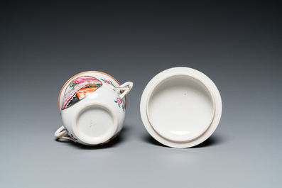 Quatre pi&egrave;ces en porcelaine de Chine famille rose aux sujets mythologiques et romantiques, Qianlong