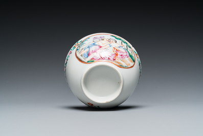 Quatre pi&egrave;ces en porcelaine de Chine famille rose aux sujets mythologiques et romantiques, Qianlong