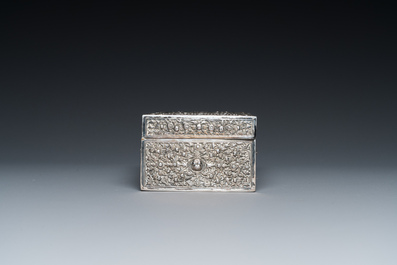 A rectangular Thai silver box, 19/20th C.