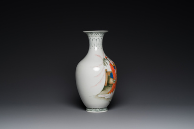 A Chinese vase with a female beauty, Huai Ren Tang 懷仁堂 mark, dated 1963