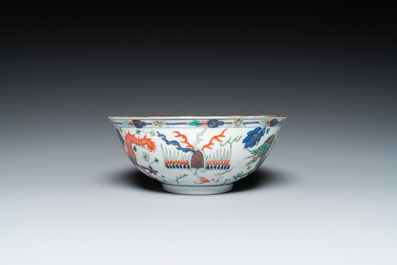 A Chinese wucai 'dragon' bowl, Daoguang minyao mark and of the period