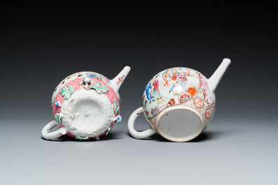 Five Chinese famille rose teapots, Yongzheng/Qianlong