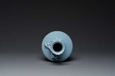 A Chinese monochrome clair-de-lune-glazed vase, Yongzheng mark, Republic