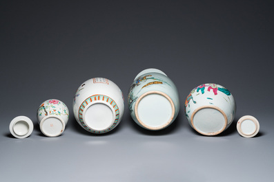 Four Chinese famille rose vases, 19/20th C.