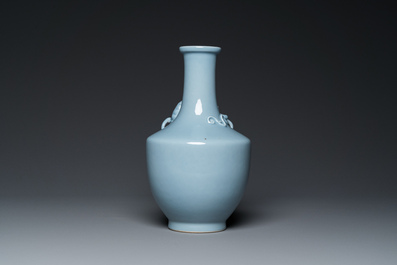 A Chinese monochrome clair-de-lune-glazed vase, Yongzheng mark, Republic