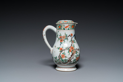 A Chinese famille verte ewer and cover, Kangxi