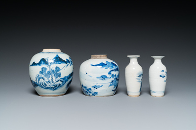 Eight various Chinese blue and white vases, 18/20th C.