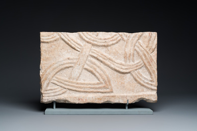 A marble tomb stone in Roman style, dated 1660