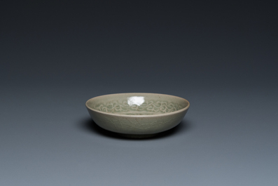 A small Chinese Yaozhou celadon bowl, Song or later