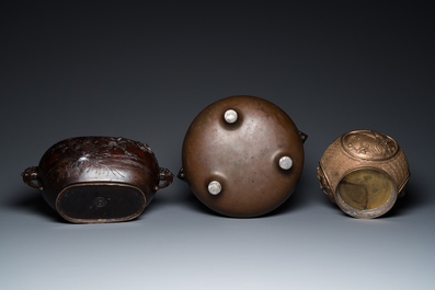 Six br&ucirc;le-parfums et vases en bronze, Japon, Edo/Meiji, 18/19&egrave;me