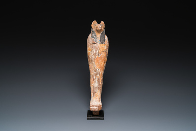 Sculpture d'Anoubis mummiforme en stuc et bois peint, Egypte, Nouvel Empire