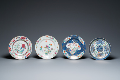 Sixteen Chinese famille rose plates, Yongzheng and later