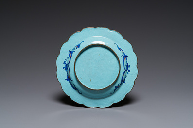 A Chinese Canton enamel 'scholars' dish, Qianlong/Jiaqing