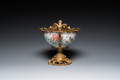 A Chinese gilt bronze-mounted famille rose bowl, Yongzheng