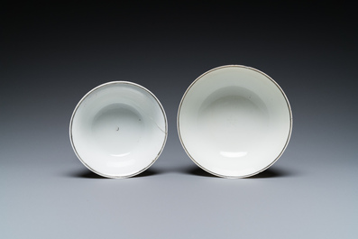 Two fine Chinese famille rose 'European subject' bowls, Qianlong