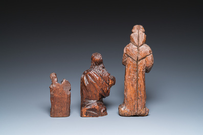 Quatre sujets religieux en bois sculpt&eacute;, 16/17&egrave;me
