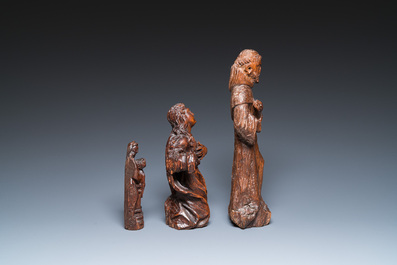 Four various religious wood sculptures, 16/17th C.