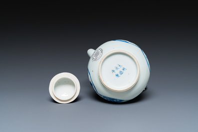 A Chinese blue and white 'Xi Xiang Ji' ewer and cover, Xuande mark, Kangxi