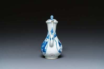 A Chinese blue and white 'Xi Xiang Ji' ewer and cover, Xuande mark, Kangxi