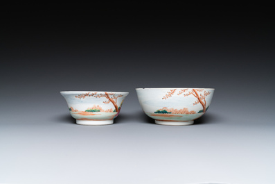 Two fine Chinese famille rose 'European subject' bowls, Qianlong