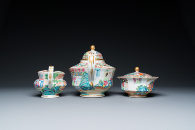 A Chinese Canton famille rose 24-piece tea service, 19th C.