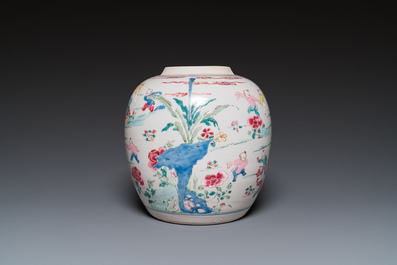 A Chinese famille rose 'hundred boys' jar, Yongzheng