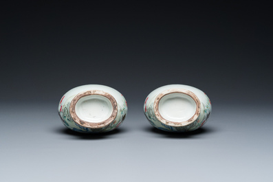 A pair of Chinese famille rose bottle vases, Jiaqing