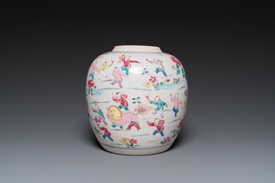 A Chinese famille rose 'hundred boys' jar, Yongzheng