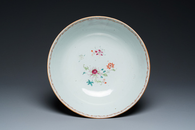 A Chinese famille rose punch bowl with floral design, Qianlong