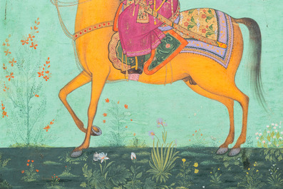 Ecole indienne, miniature: 'Portrait d'Akbar le Grand, le troisi&egrave;me empereur moghol'
