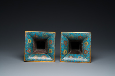 A pair of Chinese cloisonn&eacute; 'gu' vases, Kangxi