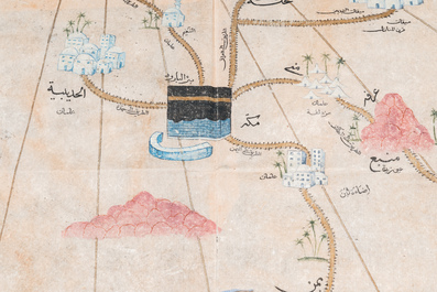 Ecole ottomane: 'Une carte avec au centre la Kaaba &agrave; La Mecque'