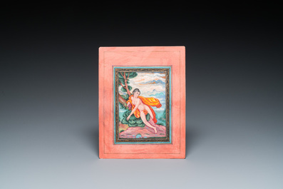 Ecole qajare, miniature: 'Portrait all&eacute;gorique d'une femme nue repr&eacute;sentant la fertilit&eacute;'