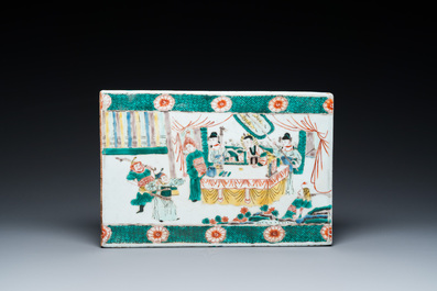 A Chinese famille verte &lsquo;narrative subject&rsquo; tile, 19th C.