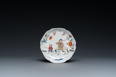 A Chinese famille rose 'elephant rider' cup and saucer, Yongzheng