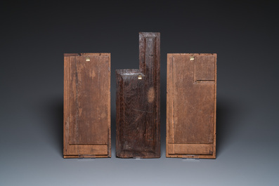 A collection of 11 carved wooden panels with various designs, France, Holland and/or Flanders, 14/16th C.