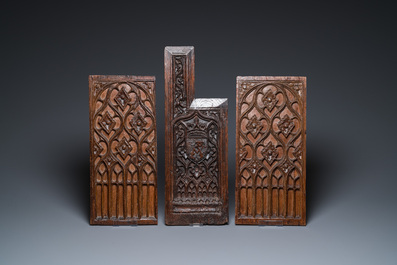 A collection of 11 carved wooden panels with various designs, France, Holland and/or Flanders, 14/16th C.