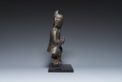 A Chinese bronze sculpture of Wenchang Wang, Ming