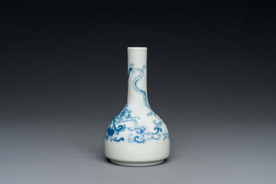 A Chinese blue and white 'dragon' bottle vase, Yongzheng mark, probably Republic