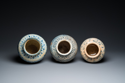 Six blue and white Islamic pottery storage jars, Persia, 17/19th C.