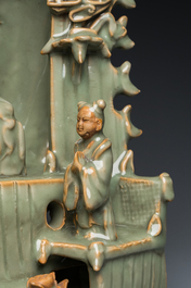 A Chinese Longquan celadon shrine of Guanyin, probably Ming