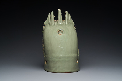 A Chinese Longquan celadon shrine of Guanyin, probably Ming